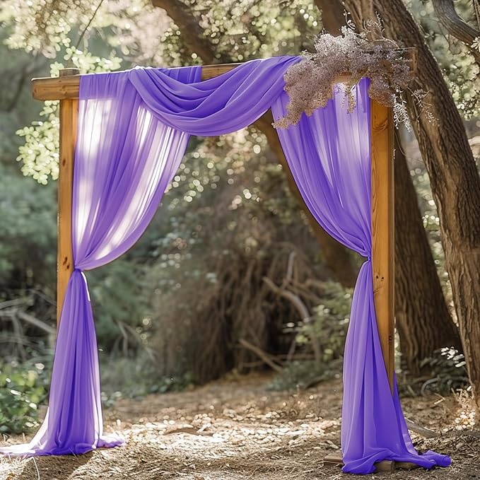 Wokceer Lavender Purple Wedding Arch Draping Fabric Backdrop 3 Panels 28.7" X 20FT Sheer Drapes Fabric for Wedding Arbor Ceremony Party