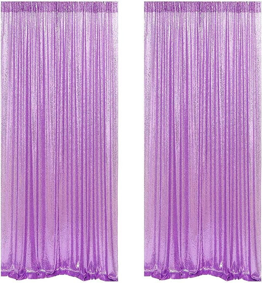 Lavender Sequin Photography Backdrop Curtains 2FTx8FT 2 Panels Sparkly Background Drapes for Party Birthday Wedding Decor