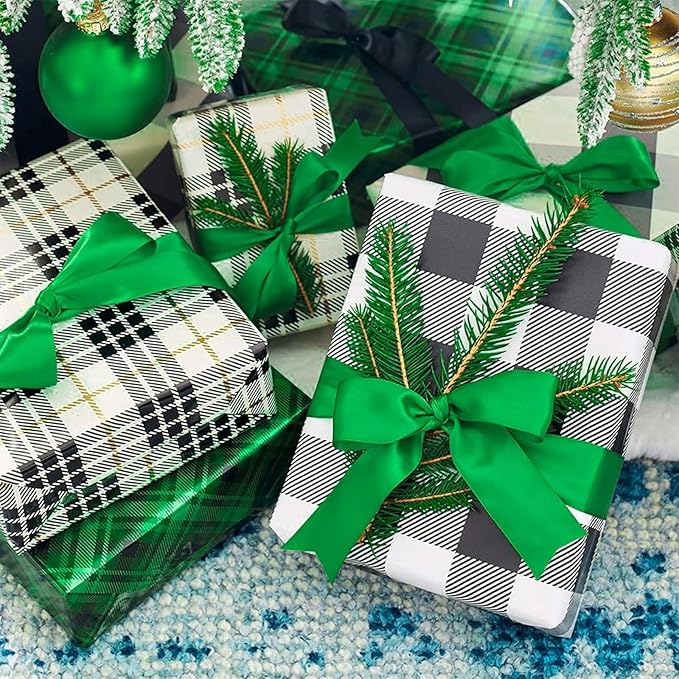 1" x 50 Yards Emerald Green Satin Ribbon Single Faced Fabric Ribbons for Gift Wrapping, Crafting, Bows Making, Flower Bouquet, Wedding, Home Decor
