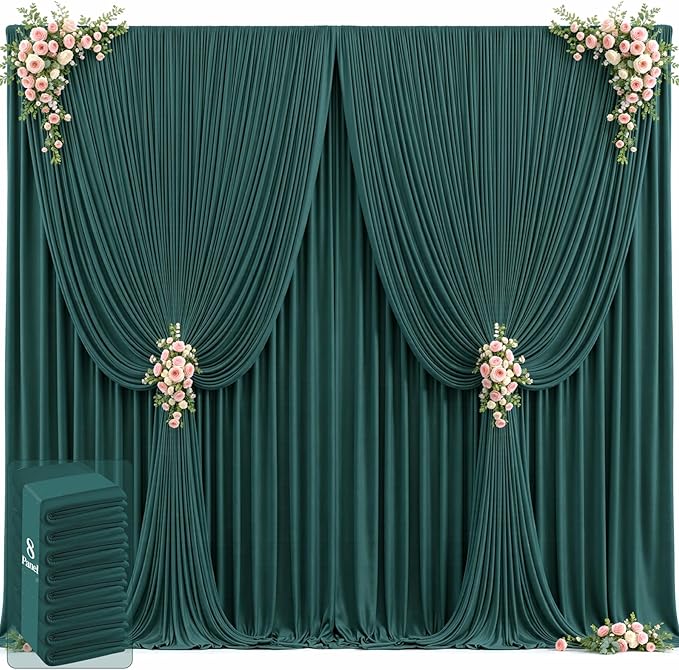 40ft x 12ft Emerald Green Backdrop Curtains Wrinkle Free Backdrop Curtain for Wedding Parties Fabric Backdrops Drapes Back Drop Cloth Bridal Shower Stage Curtains Wedding Decorations for Reception