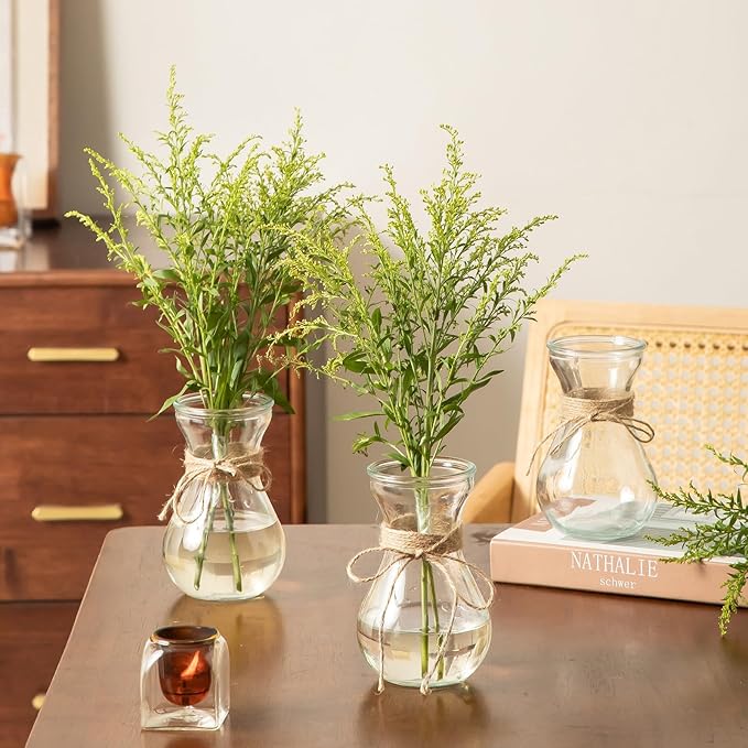 Glass Bud Vases for Centerpieces Set of 12 Clear Decorative Vase for Flowers 5.5" Small Bulb Plant Propagation Containers for Home Decor Wedding Table Decorations Rustic Farmhouse Style