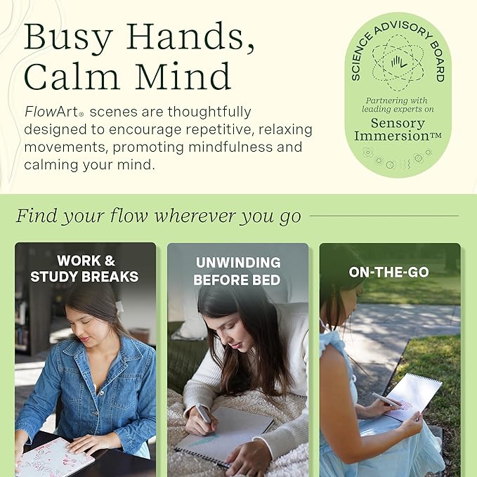 Lifelines FlowArt Activity Pad, 2-Pack Fall Set + Bonus Pad - Guided Dot-by-Letter Art Meditations with Markers - Color by Number/Letter and More Coloring Books for Teens, Adults & Seniors