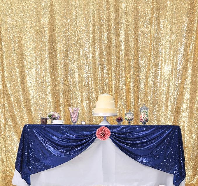 SquarePie Sequin Backdrop 10FT x 10FT Gold Curtain Background Wedding Party Decoration