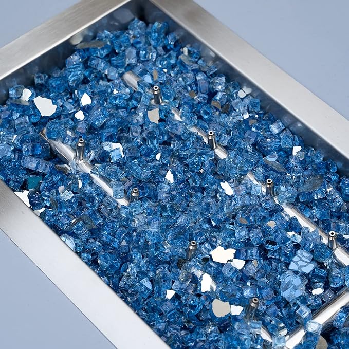 Stanbroil 10-Pound Fire Glass - 1/2 inch Reflective Tempered Fire Glass for Fireplace Fire Pit, Pacific Blue Reflective