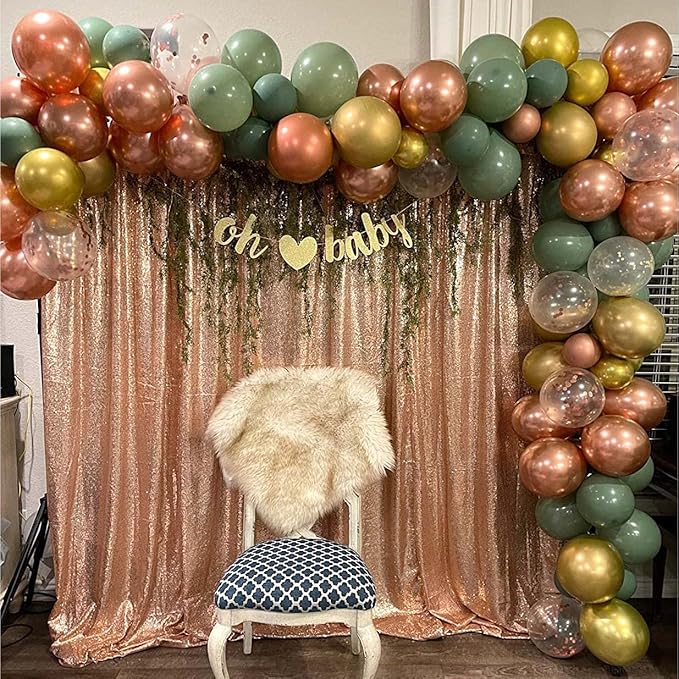 Rose Gold Sequin Backdrop 10FT x 10FT Panel - Glitter Drape Curtains for Decoration - Sparkly Photography Background