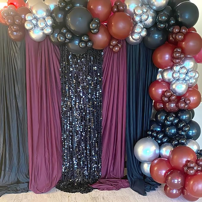 Black Sequin Backdrop Curtains 4ftx8ft Halloween Glitter Backdrop Drapes Big Payette Shimmer Sparkly Fabric Birthday Dessert Table Background Backdrop