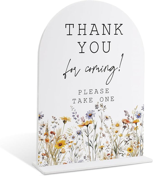 Wedding Signs for Ceremony and Reception, Boho Floral Acrylic Thank You for Coming Sign, Wedding Signage with Stand, Bridal Shower Table Centerpieces, Thank You Party Favors for Engagement Party, 26