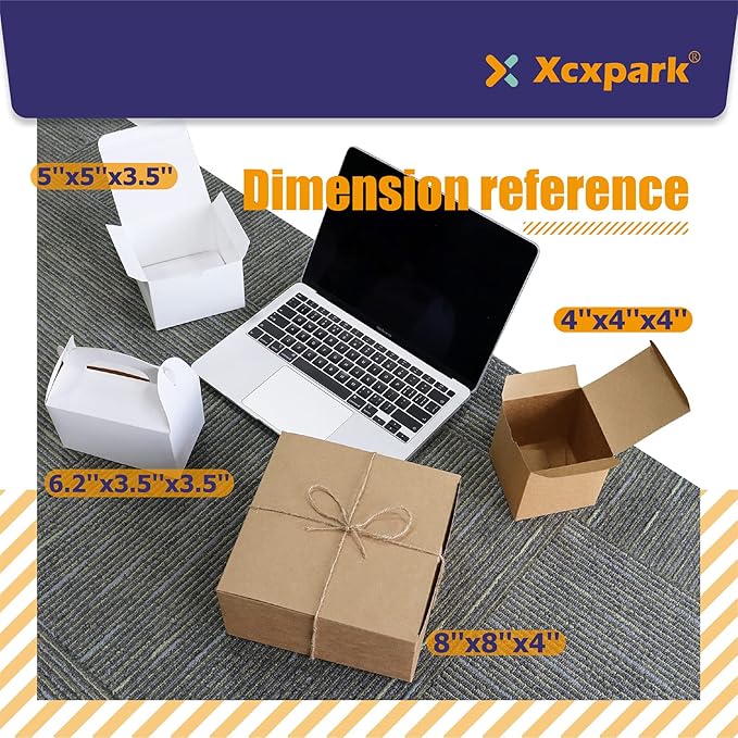 Xxcxpark 24 PCS Brown Kraft Gift Boxes 6.25x3.5x3.5, Decorative Party Favor Gift Packaging Box with Lid for DIY Crafting, Cube, Cupcake, Kraft Present Boxes for Birthday, Wedding, Anniversary