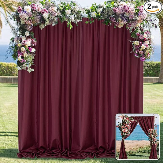 MYSKY HOME Burgundy Backdrop Curtains for Parties, Weddings, Stage - 10ft x 10ft, 2 Panels