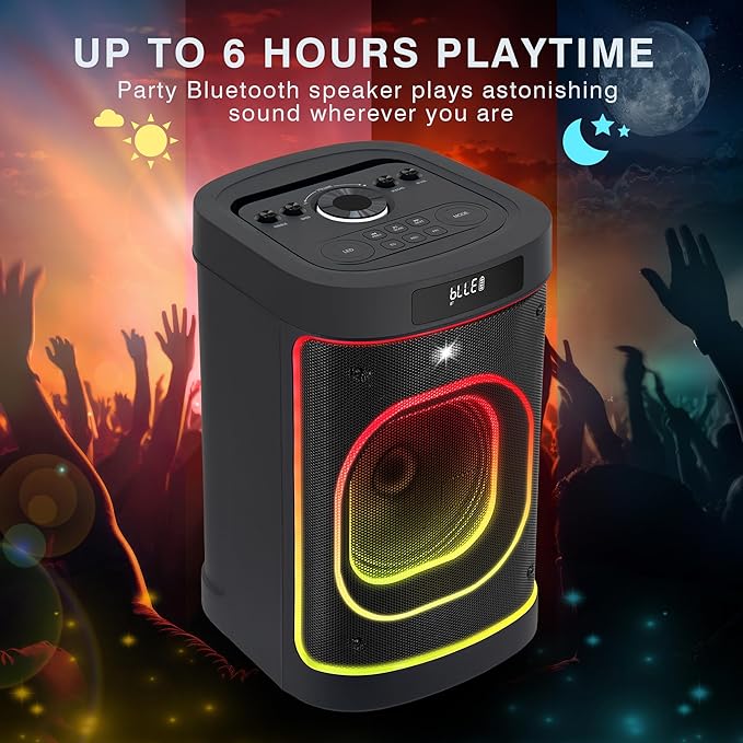 BeatGhost Karaoke Machine Portable Bluetooth Party Speaker 2 Rechargeable Wireless Microphones for Adults Kids 8" Subwoofer 225W Peak Powerful Loud Bass, LED Lights, TF USB AUX TWS