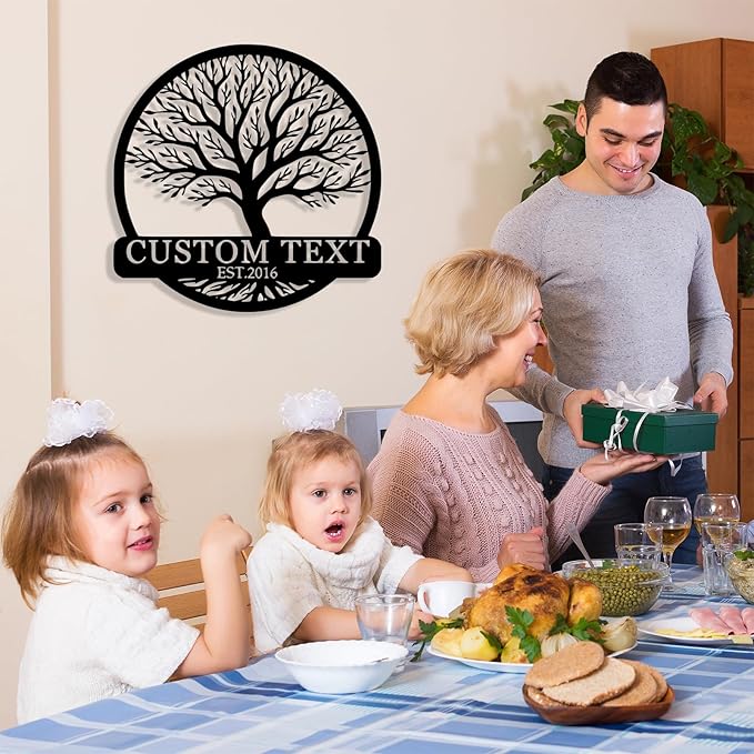 Personalized Tree of Life Metal Sign Wall Art Decor, Custom Wedding Gifts for Couples, Custom Family Name Sign, Christmas Valentine's Day Housewarming Gifts