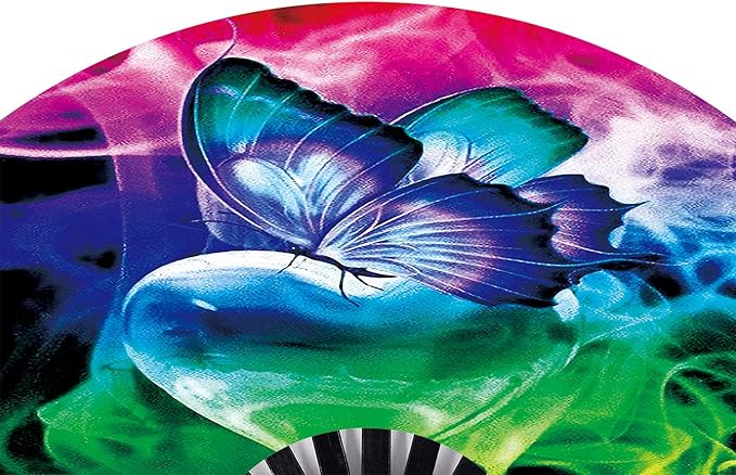Amajiji Large Folding Hand Rave Fan Popping Fan for Line Dancing Clacking Fans for Boots On The Ground Dance,Party,Decoration,Festival (Butterfly Dream)