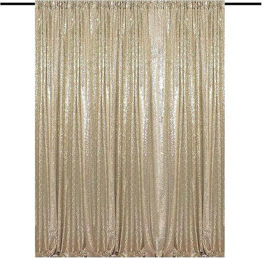Champagne Gold Sequin Backdrop Curtains 8FTx8FT 1 Panel Sparkly Background Drapes for Party Birthday
