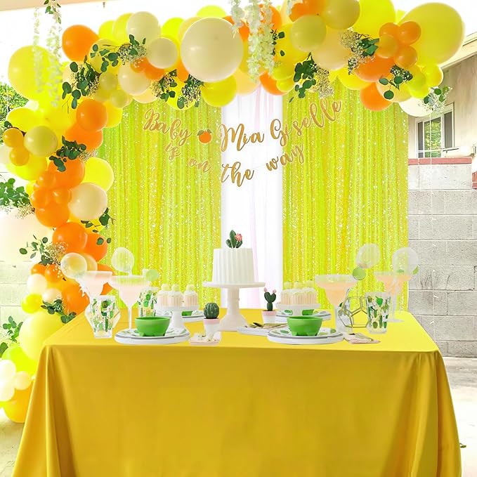 Sparkle Sequin Backdrop Curtains Panels - Yellow Sequin Photo Backdrop 2 Panels 2FTx8FT Wedding Birthday Party Background Drapes