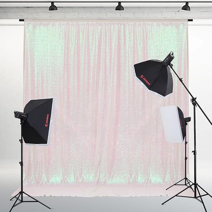PartyDelight Sequin Backdrop Iridescent 6Ft x 8Ft Photograph Wedding Curtain Special Events