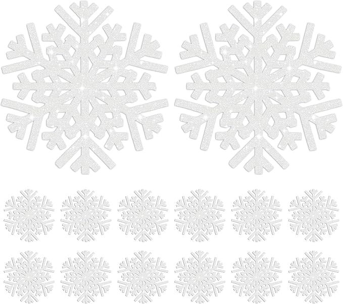 60Pcs Snowflake Paper Placemats Christmas Sliver Glitter Disposable Place Mats Winter Round Sparkle Decorative Table Chargers Xmas Snowflake Decoration for Holiday Festival Dining Tableware