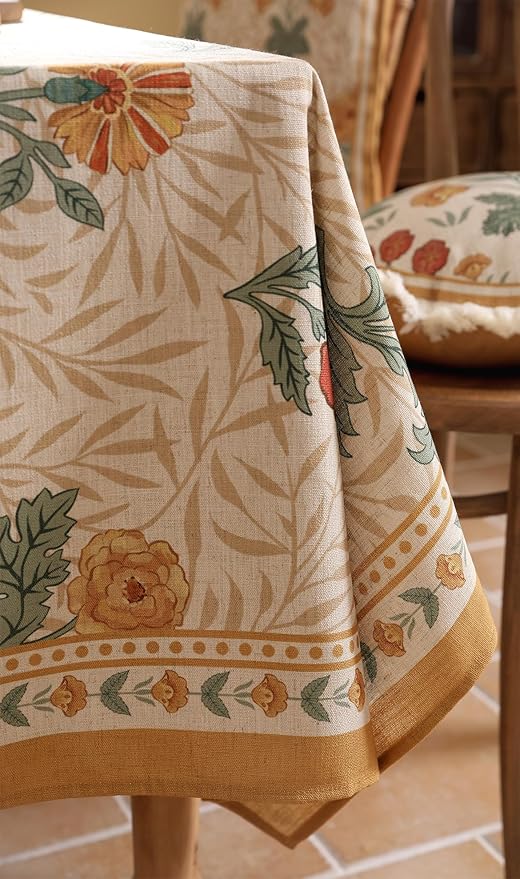 patdrea Designer Linen Small Tablecloth for Square Table,Vintage Durable Floral Pattern Table Cloth,Dacorative Cover for Kitchen Dining,Parties Christmas,Thanksgiving,Party,55"x55"-Cornflowers