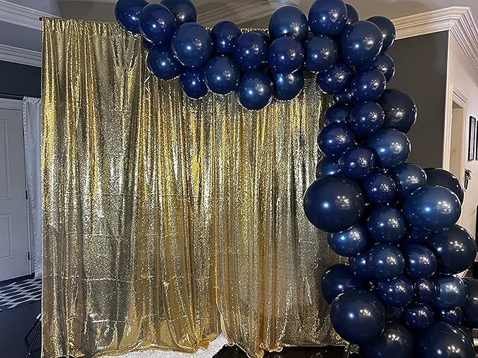 Gold Sequin Backdrop Curtains 2 Panels 4FTx8FT Glitter Gold Photo Backdrop Drapes Party Wedding Baby Shower Curtain Sparkle Photography Background