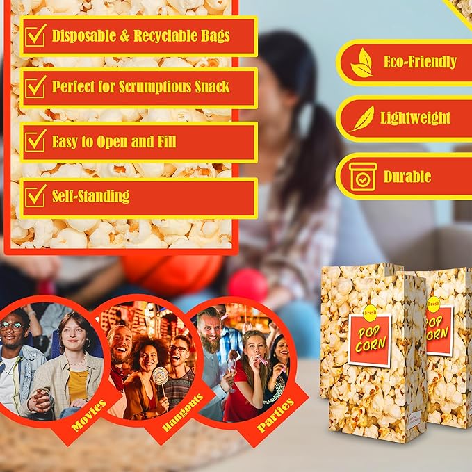 MT Products Popcorn Bags 2.5 oz. - Medium Individual Popcorn Holder - Pack of 50