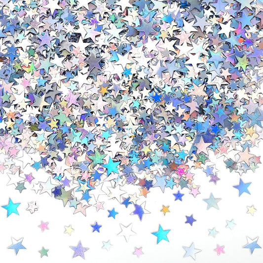 MARFOREVER Holographic Star Confetti, Glitter Star Confetti Birthday Star Scatter Table Iridescent Sequins Sprinkles Metallic Foil for Shower Wedding Christmas Party Decorations