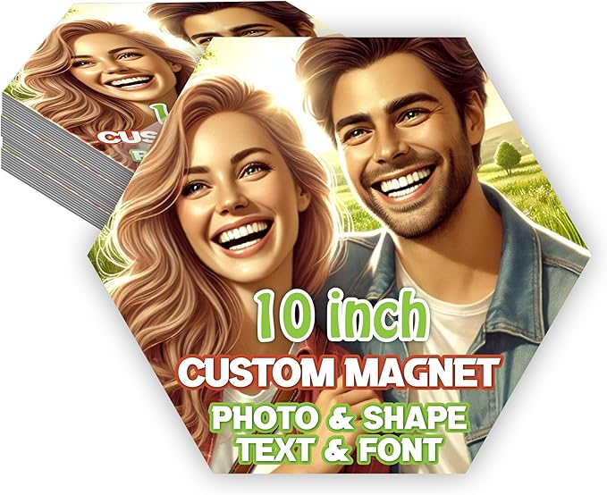 KETABAO – 10" Personalized Car and Refrigerator Hexagon Magnets - Create Customized Photo Magnets for The Office and Kitchen