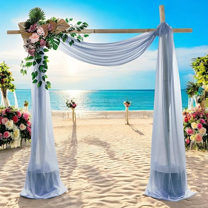 MDS Halloween Chiffon Draping Fabric - 1 Panel, 30" Wide x 75ft Long - Sheer Spooky Arbor & Canopy Drapery for Haunted House Backdrops, Party Ceilings, DIY Costumes & Themed Events - Dusty Blue