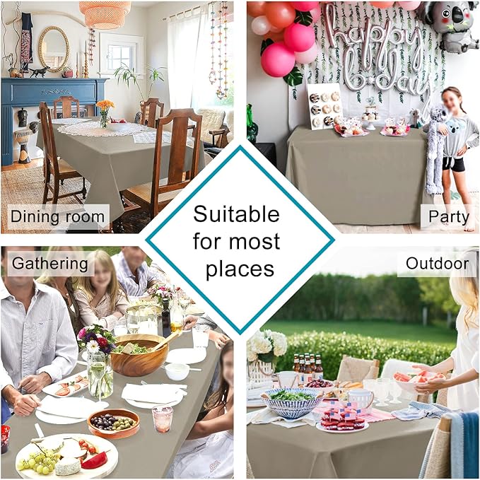 Hiasan 2 Pieces Taupe Square Tablecloth - Waterproof and Spillproof Restaurant Washable Polyester Table Cloth for Dining Room, 30 x 30 Inch