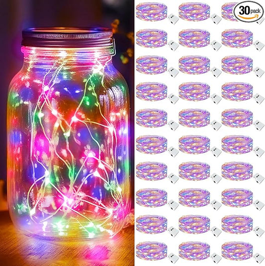 kolpop 30 Pack LED Fairy Lights Battery Operated, Mini Twinkle String Lights Battery Powered Waterproof for Christmas Mason Jars Party,Multicolour