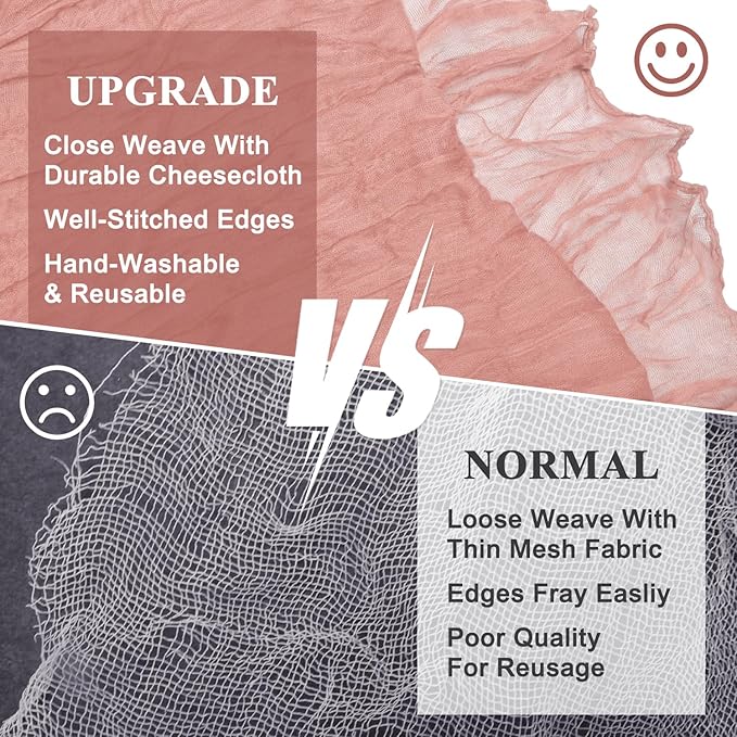 Asee'm Cheesecloth Table Runner 120 Inches Dark Rose Boho Gauze Cheese Cloth Runner 10FT Rustic Sheer Fall Table Runners for Thanksgiving Wedding Baby Shower Holiday Party Decoration