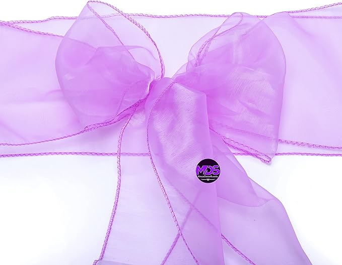 MDS Pack of 250 PCS Organza Chair Sashes Wider Dining Chair Bows Ribbon Tie Back for Wedding Party Birthday Bridal Shower Reception Event Banquet Home Chair Cover Decoration - Light Purple
