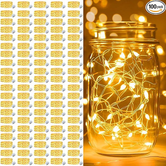 pozzolanas 100 Pack Warm White Battery Operated String Lights - 7ft Waterproof Fairy Lights with 20 LEDs for Home, Mason Jar, Party, Wedding, Halloween, Christmas Decorations