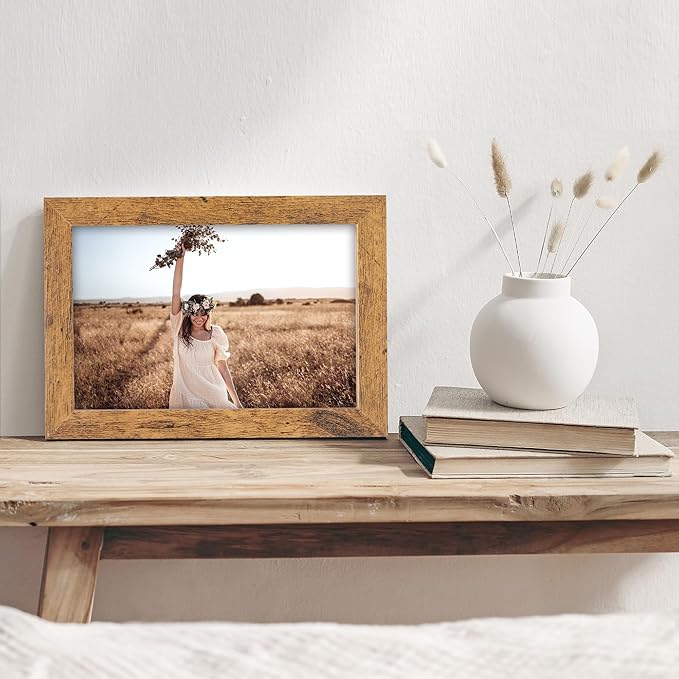 TWING 4 x 6 Picture Frames Set of 6, Rustic Photo Frames Collage for Wall Decor Mounting or Table Display,Home Decorative Collage Picture Photo Frame Wood Brown,Walnut
