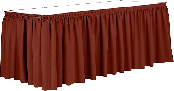 Ultimate Textile Pleat Polyester Fabric Table Skirt - Machine Washable Flame Resistant with Clips for Events, Weddings & Trade Shows, Cut & Sewn in Paterson, NJ - Burnt Orange, 7' Shirred Pleat