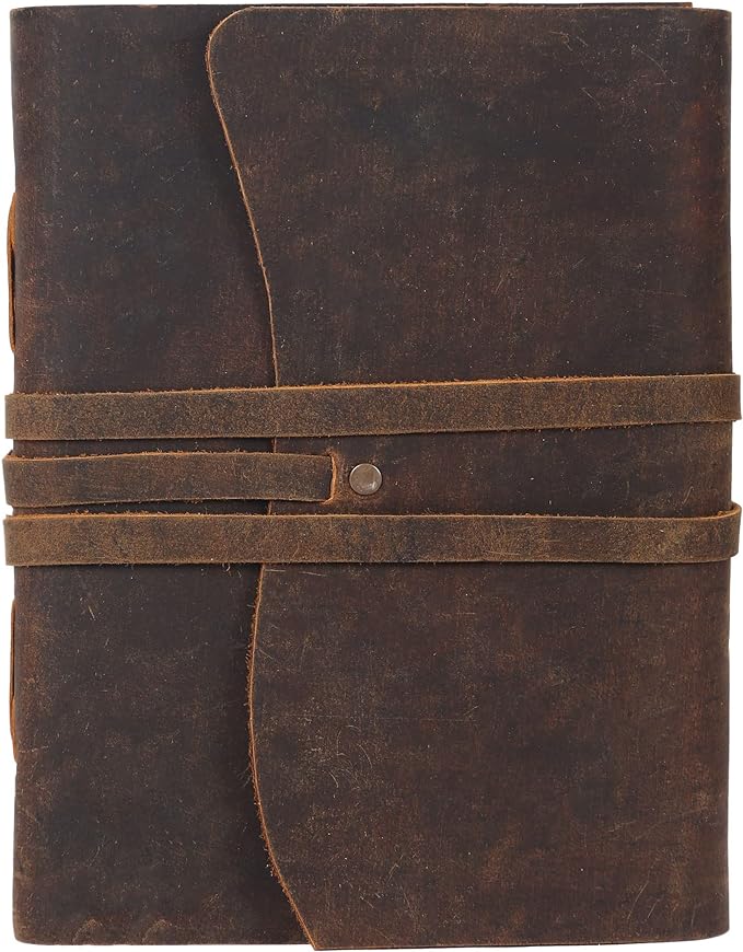 Handmade Leather Journal | Writing Diary | Bound Daily Notepad For Men & Women Unlined Paper Medium, writing pad gift for artist, sketch
