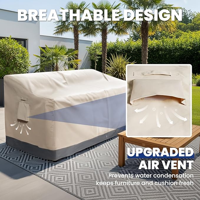 Extra Heavy Duty Outdoor Couch Cover Waterproof Up to 8000pa, Large 3-Seater Patio Sofa Cover, Lawn Patio Furniture Covers with Air Vent, 79" W x 37" D x 35"H