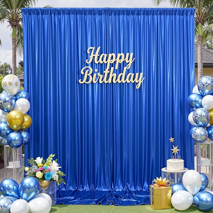 10x10 ft Royal Blue Sequin Backdrop Curtain Panels for Parties, Wrinkle Free Glitter Photo Backdrop Drapes 2 Panels 5x10FT Shimmer Back Drop Cloth for Wedding Birthday Christmas Photography Background