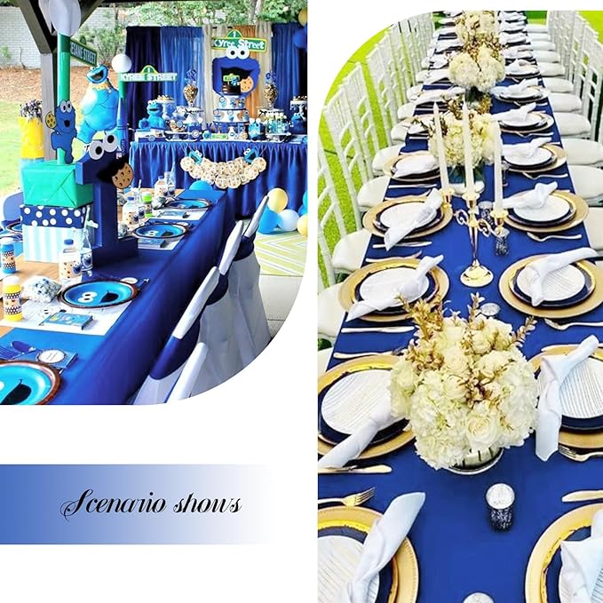 12 Pack Polyester Tablecloth 60 x 126 Inch Royal Blue Tablecloth for 8 Ft Rectangle Tables,Washable Fabric Table Covers Polyester Table Clothes for Wedding Parties Banque