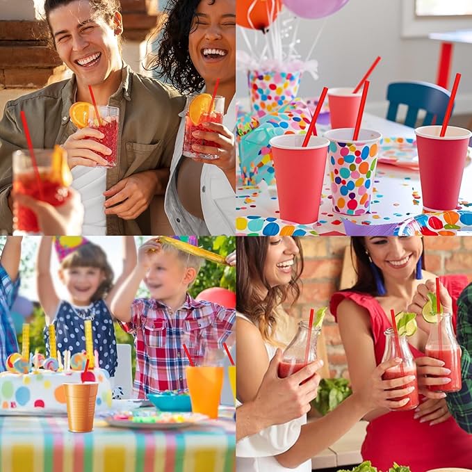 Disposable 7.75 inch Solid Red Paper Straws 100 Counts for Drinking, Decoration, Cake Pops, DIY Arts & Crafts - Eco-friendly