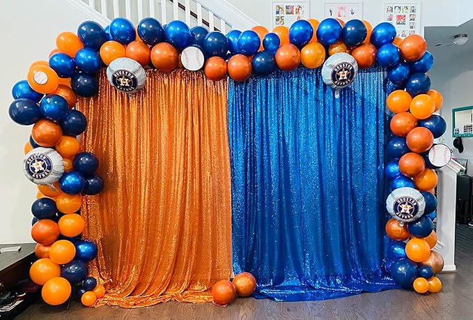 Orange Sequin Backdrop 2FTx8FT 4 Panel Glitter Sequin Backdrop Sparkle Photo Background for Birthday Party Decoration