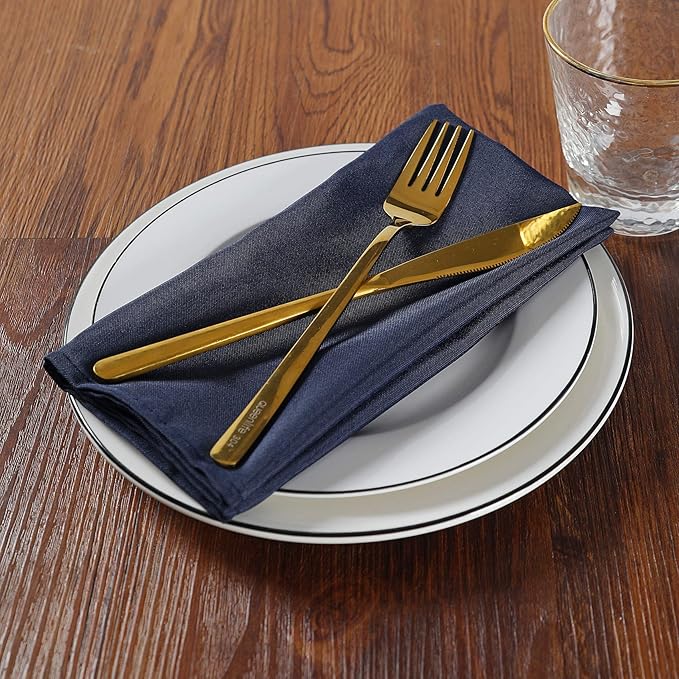 Cloth Napkins 20x20 inch Washable Polyester Dinner Napkins Soft Table Napkins for Wedding Party Dining Banquet(Navy,100PCS)