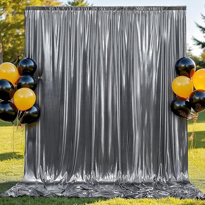 20x10 ft Wrinkle Free Black Silver Sequin Backdrop Curtain for Parties,Thick Not Fall Glitter Wedding Backdrop Drapes,4 Panels 5x10ft Shimmer Photo Back Drop Cloth for Birthday Photography Background