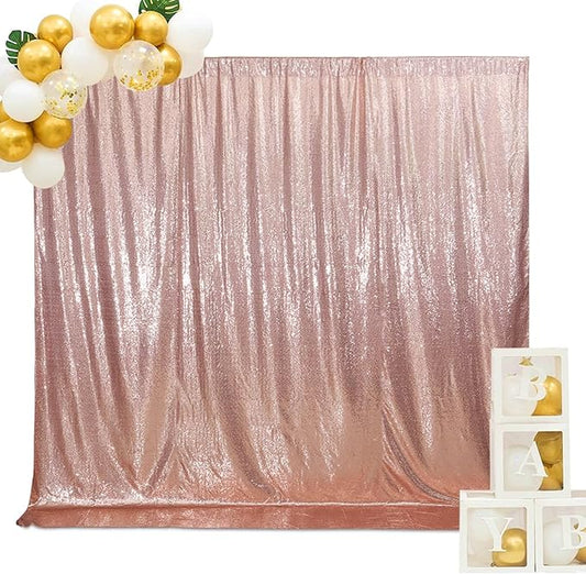 SquarePie Sequin Backdrop Non-Transparent Background Sparkly Curtain for Wedding Party 4FT x 7FT Rose Gold