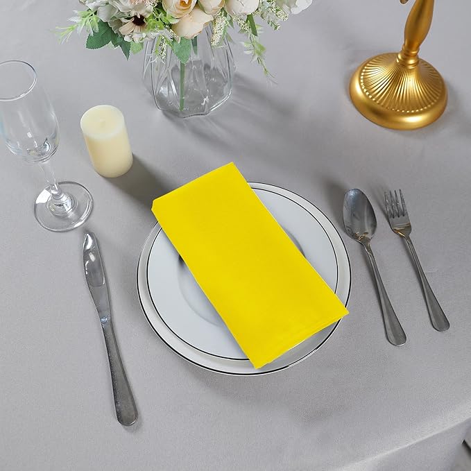 Cloth Napkins 20x20 inch Washable Polyester Dinner Napkins Soft Table Napkins for Wedding Party Dining Banquet(Yellow,25PCS)