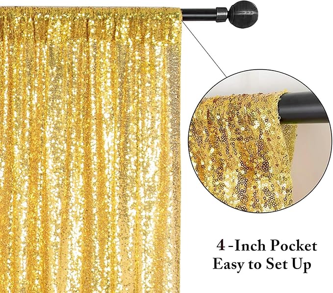Eternal Beauty Gold Sequin Backdrop, 20x10 Ft Glitter Background Curtains for Shimmer Photography Party Wedding Birthday Back Drop Decor