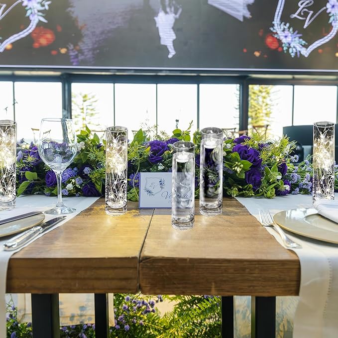 12 Pack 7.5 Inch Glass Cylinder Bud Vases for Centerpieces Clear Slim Flower Vases Tall Glass Cylinder Vase Small Vase for Single Rose Vases Bulk, Home Aesthetic Desk Decor