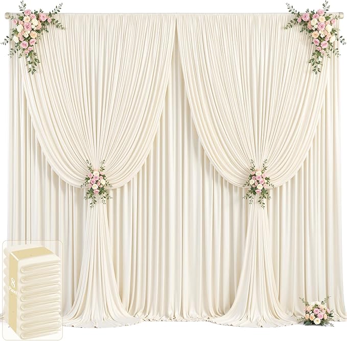 40ft x 12ft Champagne Backdrop Curtains Wrinkle Free Backdrop Curtain for Wedding Parties Fabric Backdrops Drapes Back Drop Cloth Bridal Shower Stage Curtains Wedding Decorations for Reception