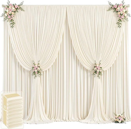40ft x 12ft Champagne Backdrop Curtains Wrinkle Free Backdrop Curtain for Wedding Parties Fabric Backdrops Drapes Back Drop Cloth Bridal Shower Stage Curtains Wedding Decorations for Reception