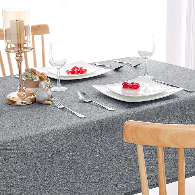 Hiasan Faux Linen Square Tablecloth - Wrinkle and Stain Resistant Washable Table Cloth for Kitchen Dining Room Holiday Table Cover for Party Dinner, Grey, 54 x 54 Inch