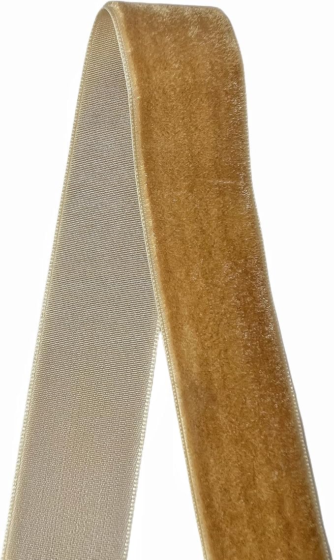 Vintage Khaki Velvet Ribbon, 1 Inch X 25Yd