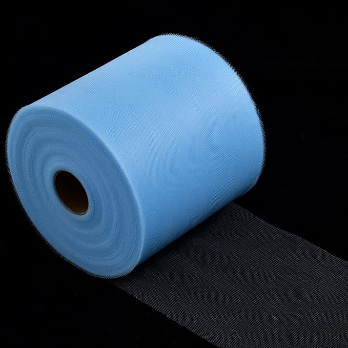 Tulle Fabric Roll, 6” by 200 Yards (600FT) Tulle Organza Fabric Spool for DIY Tutu Skirt Baby Shower Decor Wedding Backdrop Crafts Birthday Party Supplies(Aqua Blue)